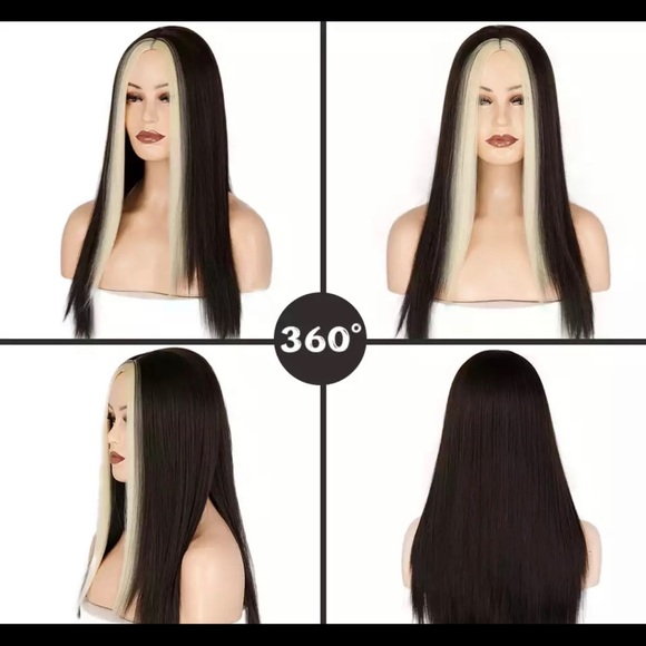 Lace part wig with red face framing highlights. - Picture 2 of 2